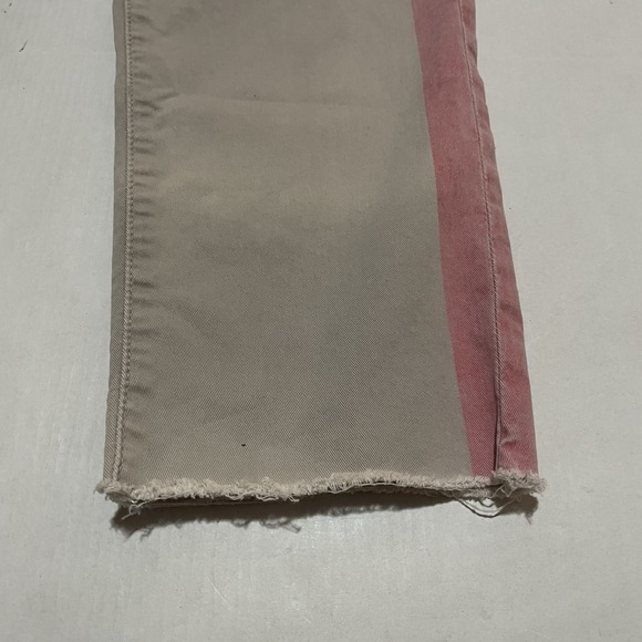 Mother Women 25 X 23 The Shaker Prep Ankle Fray Beige Pink Cropped USA Made Pant - Picture 2 of 9